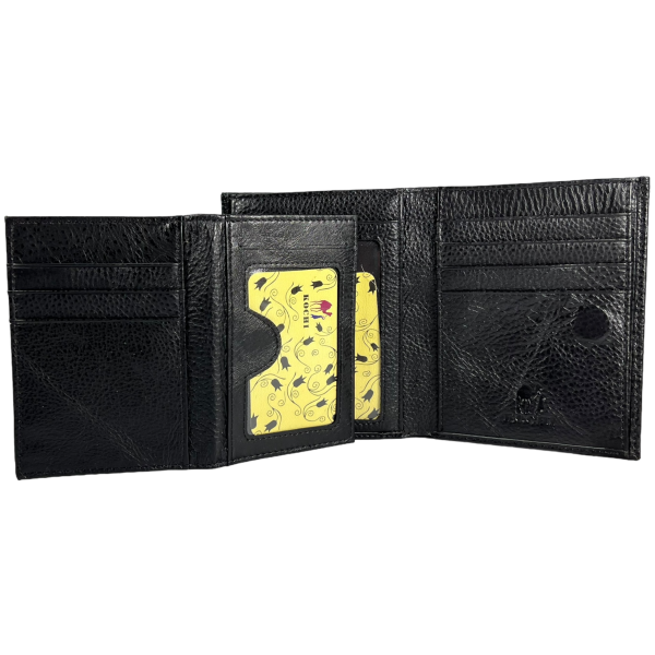 Елегантний чоловічий гаманець з натуральної шкіри, середнього розміру, колір чорний