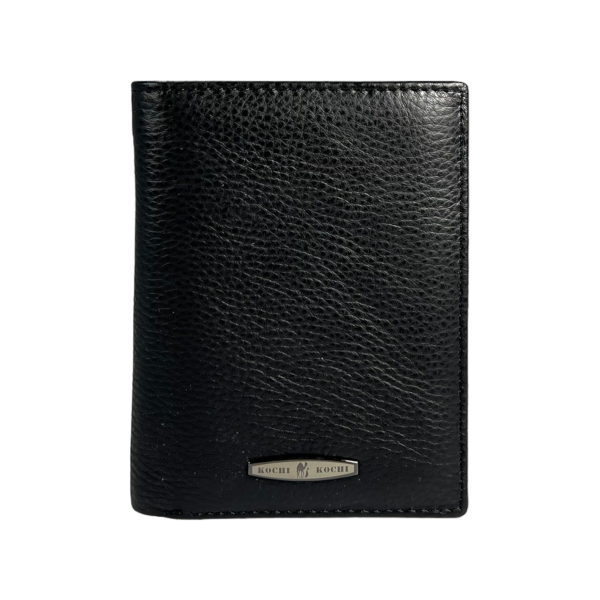 Элегантный мужской кошелек из натуральной кожи, цвет черный