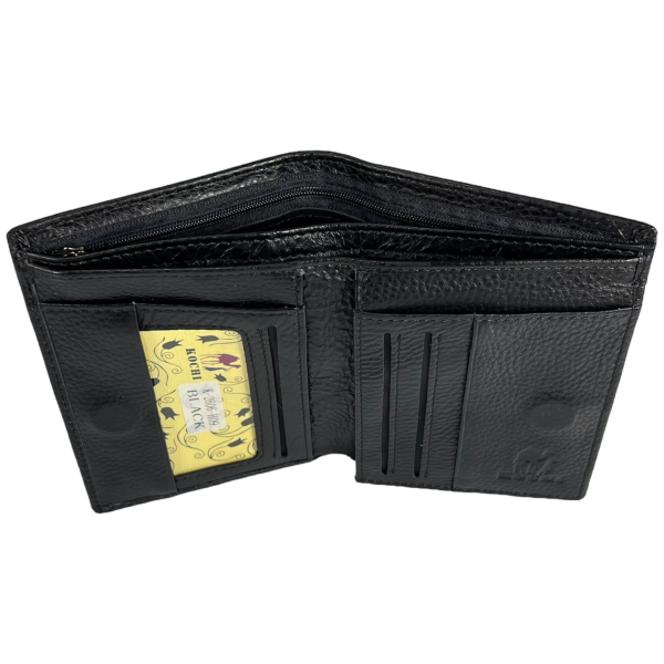 Элегантный мужской кошелек из натуральной кожи, цвет черный Элегантный мужской кошелек из натуральной кожи, цвет черный