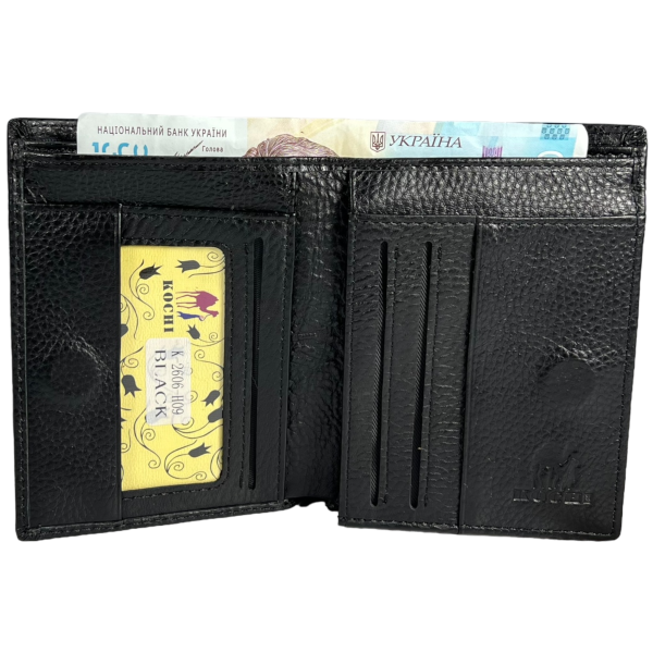 Элегантный мужской кошелек из натуральной кожи, цвет черный Элегантный мужской кошелек из натуральной кожи, цвет черный