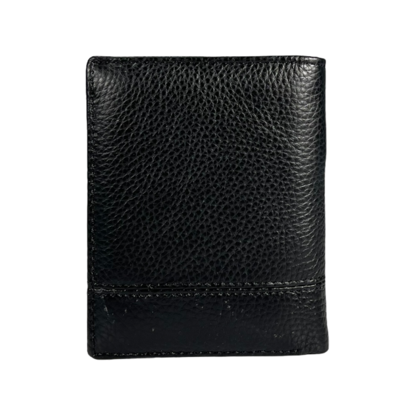 Сучасний чоловічий гаманець з натуральної шкіри, 2 відділа для купюр, колір чорний Сучасний чоловічий гаманець з натуральної шкіри, 2 відділа для купюр, колір чорний