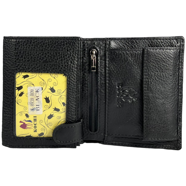 Сучасний чоловічий гаманець з натуральної шкіри, 2 відділа для купюр, колір чорний Сучасний чоловічий гаманець з натуральної шкіри, 2 відділа для купюр, колір чорний