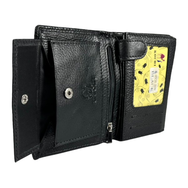 Сучасний чоловічий гаманець з натуральної шкіри, 2 відділа для купюр, колір чорний Сучасний чоловічий гаманець з натуральної шкіри, 2 відділа для купюр, колір чорний