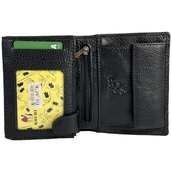 Сучасний чоловічий гаманець з натуральної шкіри, 2 відділа для купюр, колір чорний Сучасний чоловічий гаманець з натуральної шкіри, 2 відділа для купюр, колір чорний