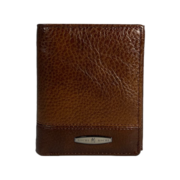 Сучасний чоловічий гаманець з натуральної шкіри, 2 відділа для купюр, колір коричневий