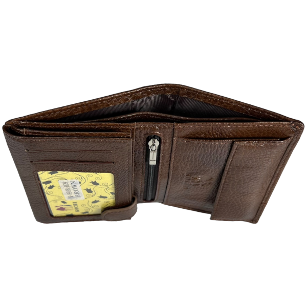 Сучасний чоловічий гаманець з натуральної шкіри, 2 відділа для купюр, колір коричневий Сучасний чоловічий гаманець з натуральної шкіри, 2 відділа для купюр, колір коричневий