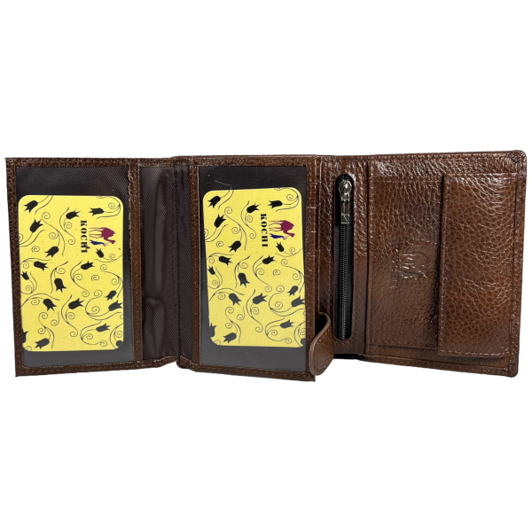 Сучасний чоловічий гаманець з натуральної шкіри, 2 відділа для купюр, колір коричневий Сучасний чоловічий гаманець з натуральної шкіри, 2 відділа для купюр, колір коричневий