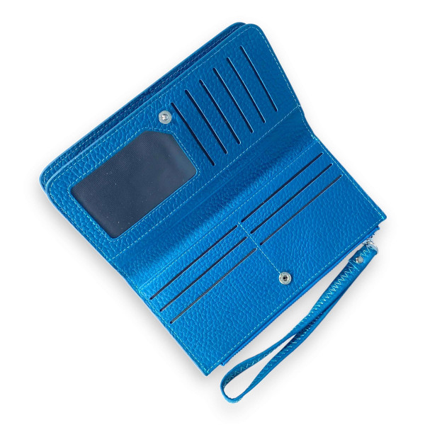 Женский кошелек Kochi натуральная кожа 4 отдела для купюр 22 ячейки для карт размер: 19*10*2 см голубой