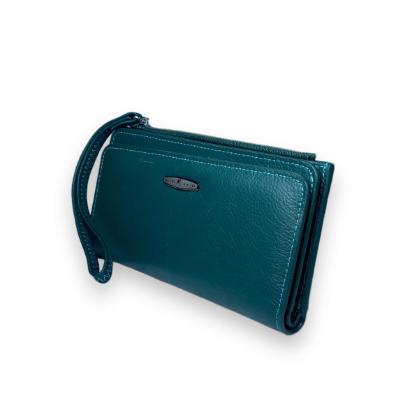 Женский кошелек Kochi натуральная кожа 4 отдела для купюр 22 ячейки для карт размер: 19*10*2 см зеленый