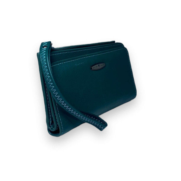 Женский кошелек Kochi натуральная кожа 4 отдела для купюр 22 ячейки для карт размер: 19*10*2 см зеленый