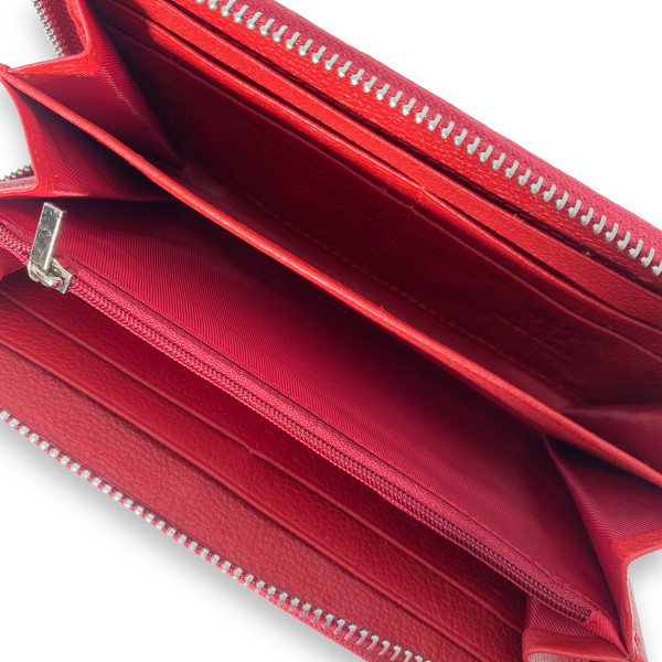 Жіночий гаманець шкіряний, червоний, з застібкою на блискавці Жіночий гаманець шкіряний, червоний, з застібкою на блискавці