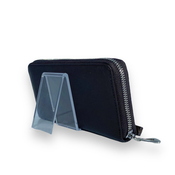 Жіночий гаманець з натуральної шкіри, чорний, з застібкою на блискавці Жіночий гаманець з натуральної шкіри, чорний, з застібкою на блискавці