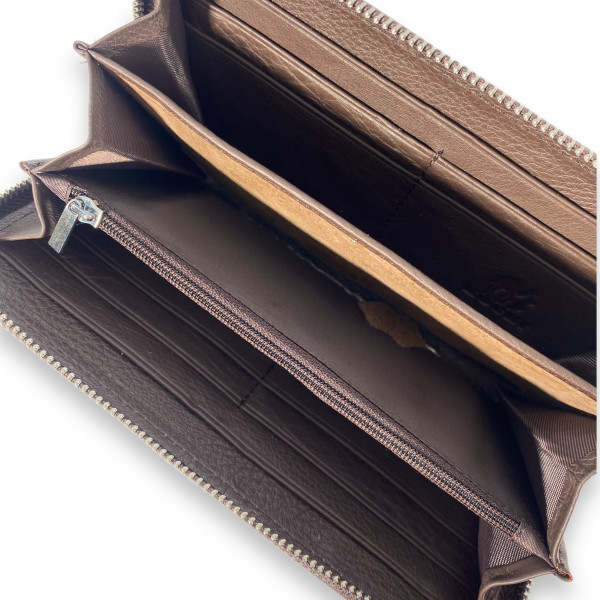 Жіночий гаманець з натуральної шкіри, чорний, з застібкою на блискавці Жіночий гаманець з натуральної шкіри, чорний, з застібкою на блискавці