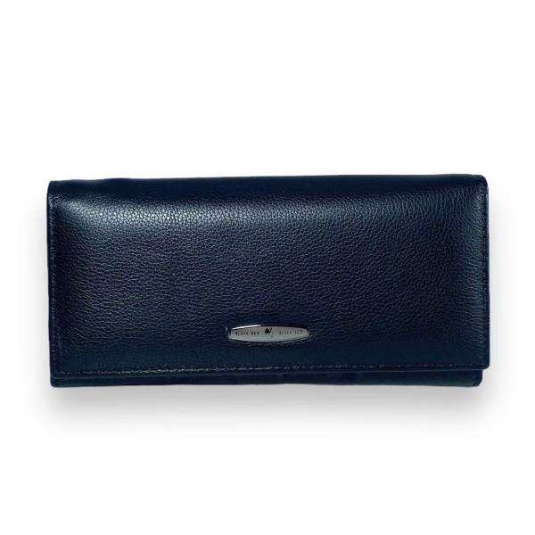 Классический женский кошелек из натуральной кожи, 4 отдела для купюр, черный Классический женский кошелек из натуральной кожи, 4 отдела для купюр, черный