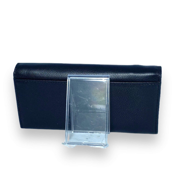 Классический женский кошелек из натуральной кожи, 4 отдела для купюр, черный Классический женский кошелек из натуральной кожи, 4 отдела для купюр, черный