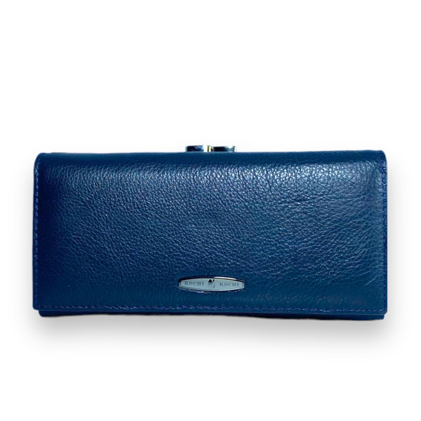 Стильный кошелек кожаный, синий, 3 отделения для купюр Стильный кошелек кожаный, синий, 3 отделения для купюр