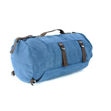 Дорожня сумка-рюкзак, брезентова тканина, 40 л, синя, міцна, зносостійка