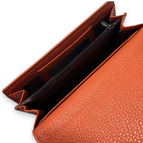 Женский кошелек экокожа 2 отделения для купюр 6 ячеек для карточек размер: 19*10*3 см оранжевый