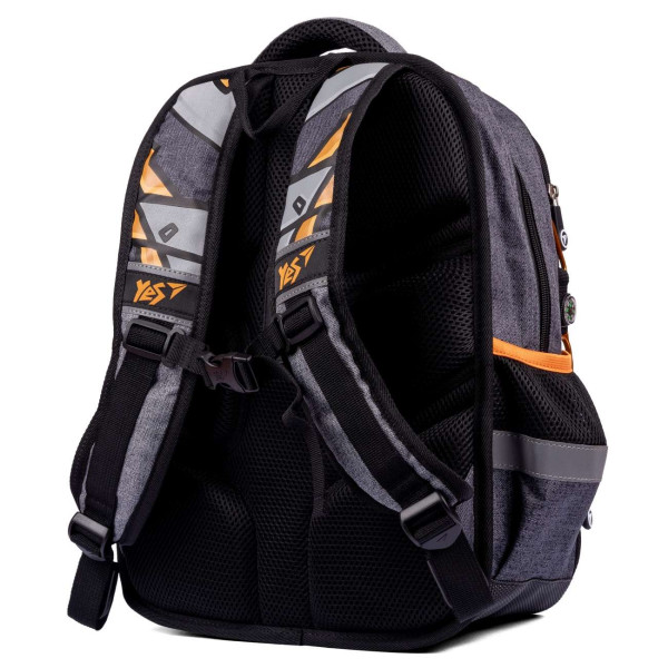Шкільний рюкзак YES, одне відділення, дві фронтальні кишені, бічні кишені, розмір 40*29*14см сіро-чорний AsPro