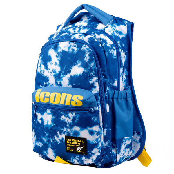 Школьный рюкзак YES, два отделения, один фронтальный карман, боковые карманы, синий Icons Школьный рюкзак YES, два отделения, один фронтальный карман, боковые карманы, синий Icons