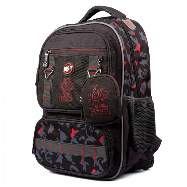 Шкільний рюкзак YES, одне відділення, три фронтальні кишені, сірий No Limits Шкільний рюкзак YES, одне відділення, три фронтальні кишені, сірий No Limits