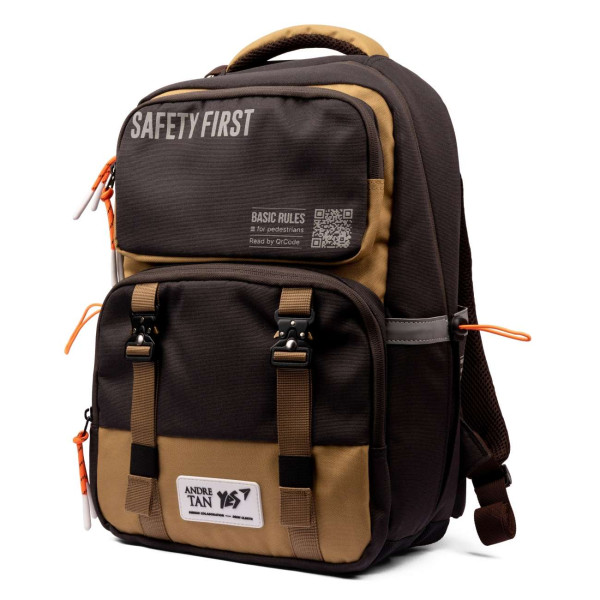 Школьный рюкзак YES by Andre Tan, одно отделение, два фронтальных кармана, коричневый Школьный рюкзак YES by Andre Tan, одно отделение, два фронтальных кармана, коричневый