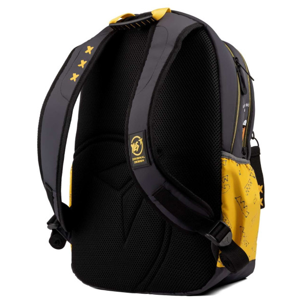 Школьный рюкзак YES, два отделения, два фронтальных кармана, боковые карманы, серо-желтый Гусь