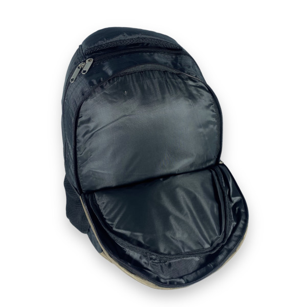 Міський рюкзак, 27 л, два відділення, фронтальна кишеня, кишені-сітки, чорний з бежевим