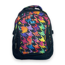 міський рюкзак, 25 л, два відділення, фронтальна кишеня, кишені-сітки, чорний, принт 1