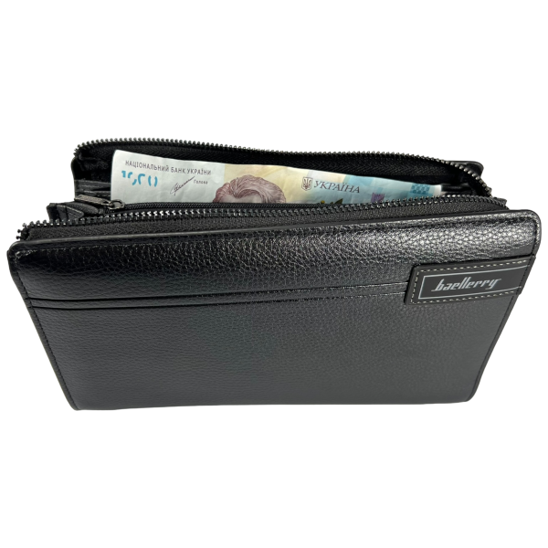 Кошелек мужской с ручкой для переноса, черный Кошелек мужской с ручкой для переноса, черный