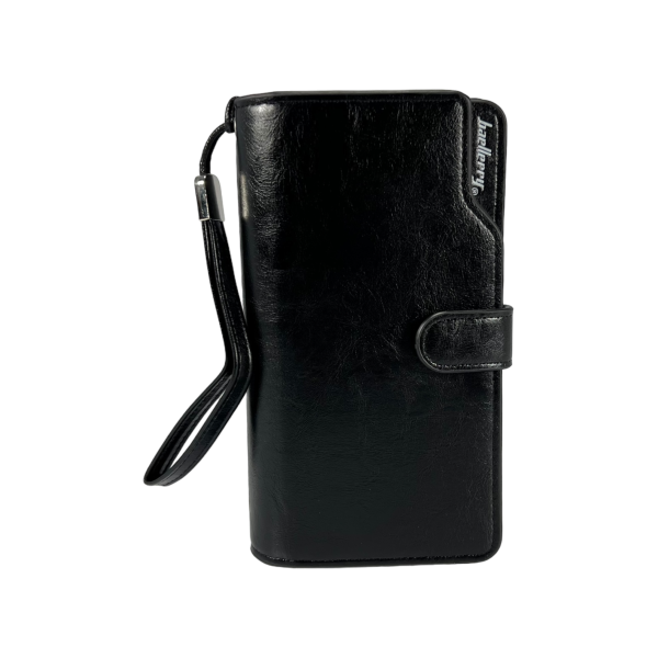 Мужской портмоне с картхолдером черного цвета из экокожи