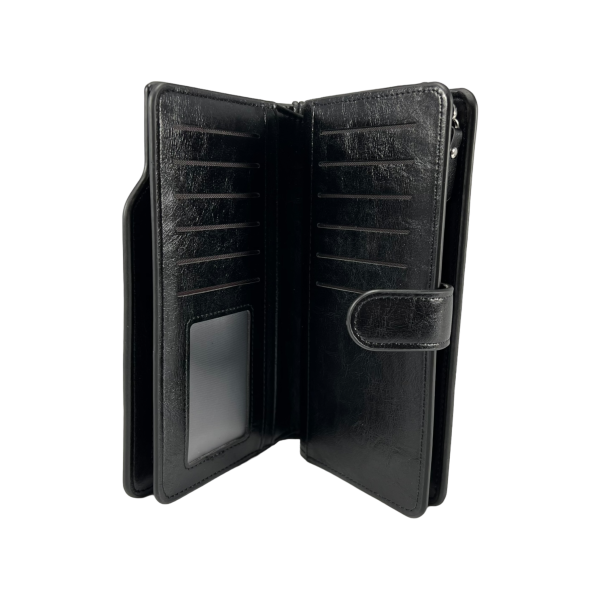 Мужской портмоне с картхолдером черного цвета из экокожи Мужской портмоне с картхолдером черного цвета из экокожи