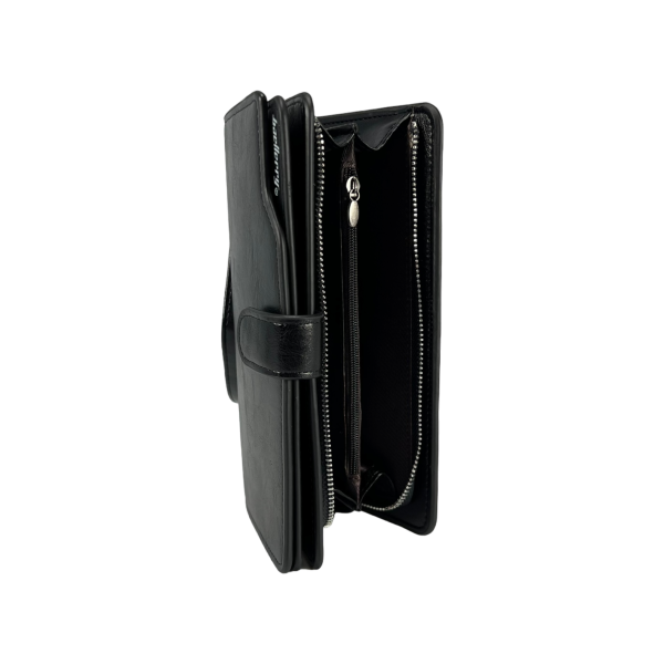Мужской портмоне с картхолдером черного цвета из экокожи Мужской портмоне с картхолдером черного цвета из экокожи