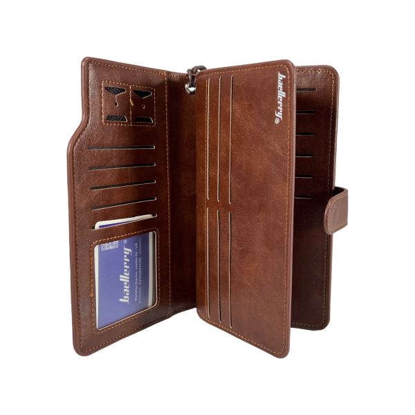 Мужской портмоне коричневого цвета из кожзама