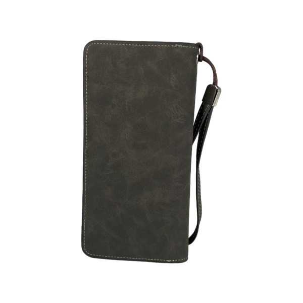 Мужской портмоне с картхолдером, застежка на змейке и кнопке, черный Мужской портмоне с картхолдером, застежка на змейке и кнопке, черный