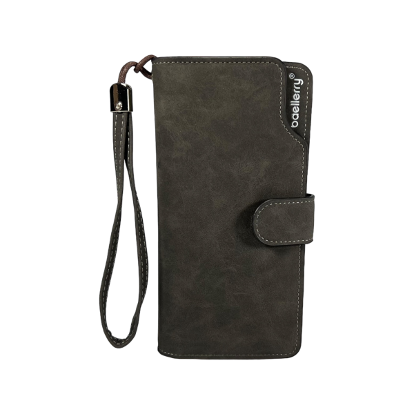 Мужской портмоне с картхолдером, застежка на змейке и кнопке, черный