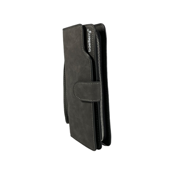 Мужской портмоне с картхолдером, застежка на змейке и кнопке, черный Мужской портмоне с картхолдером, застежка на змейке и кнопке, черный