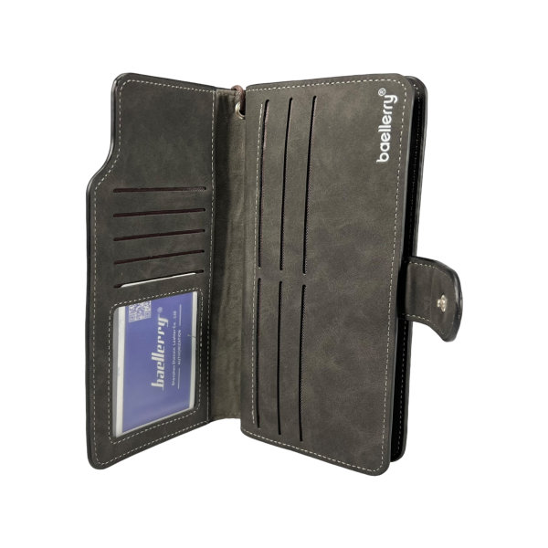 Мужской портмоне с картхолдером, застежка на змейке и кнопке, черный Мужской портмоне с картхолдером, застежка на змейке и кнопке, черный