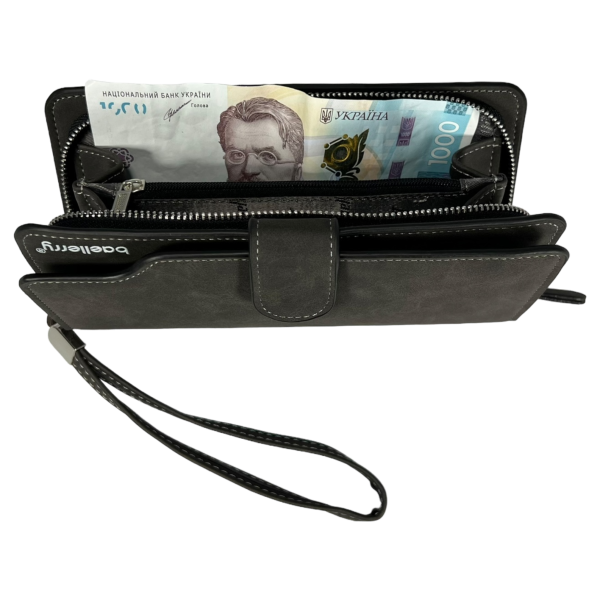 Мужской портмоне с картхолдером, застежка на змейке и кнопке, черный Мужской портмоне с картхолдером, застежка на змейке и кнопке, черный