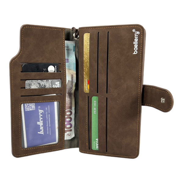 Коричневе чоловіче портмоне з картхолдером та 2 відділеннями для купюр Коричневе чоловіче портмоне з картхолдером та 2 відділеннями для купюр