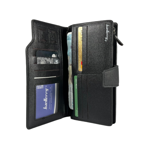 Мужское портмоне из качественного кожзама картхолдером, цвет черный Мужское портмоне из качественного кожзама картхолдером, цвет черный