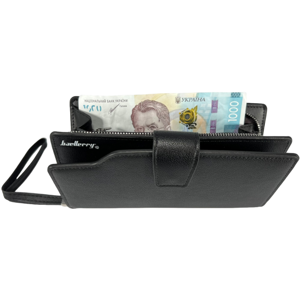 Мужское портмоне из качественного кожзама картхолдером, цвет черный Мужское портмоне из качественного кожзама картхолдером, цвет черный