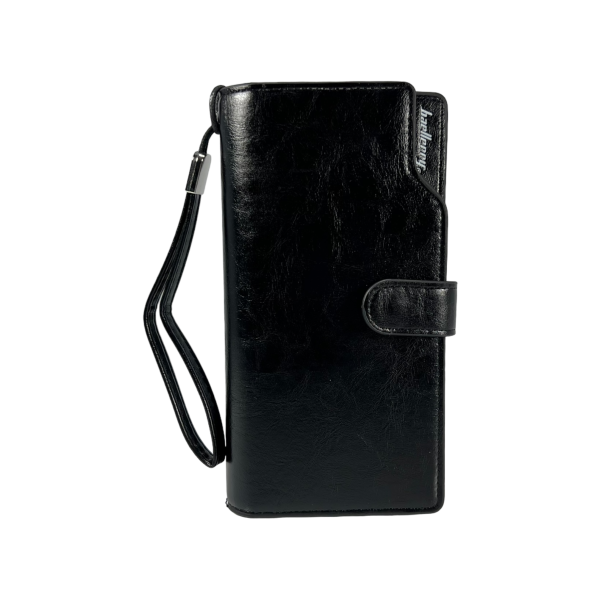 Чоловіче портмоне, екошкіра, з картхолдером, подвійна застібка, чорний