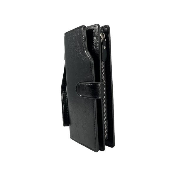 Чоловіче портмоне, екошкіра, з картхолдером, подвійна застібка, чорний