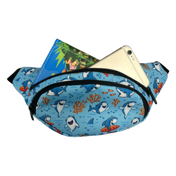 Детская сумка-бананка Baby Shark на 2 отделения, застежка на молнии Детская сумка-бананка Baby Shark на 2 отделения, застежка на молнии