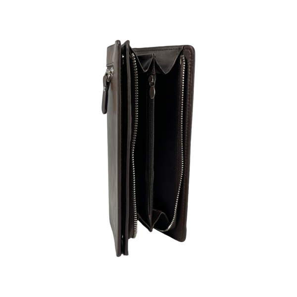 Мужской портмоне коричневого цвета с картхолдером из экокожи Мужской портмоне коричневого цвета с картхолдером из экокожи