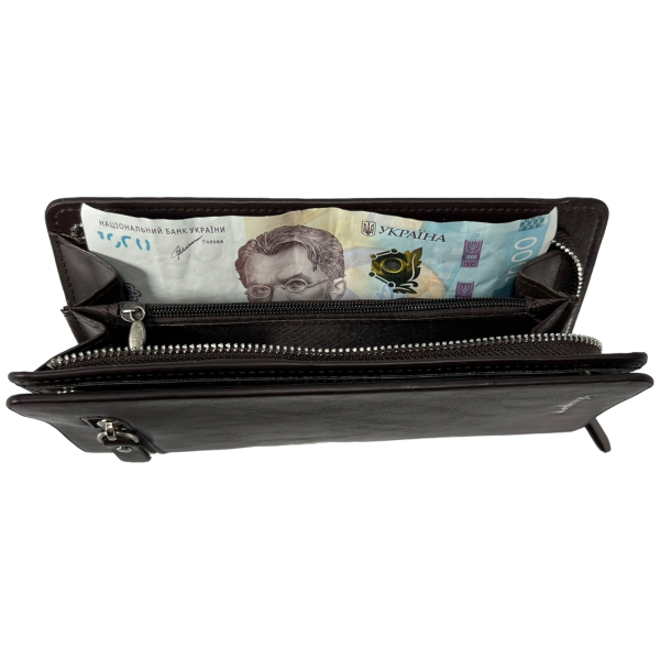 Мужской портмоне коричневого цвета с картхолдером из экокожи Мужской портмоне коричневого цвета с картхолдером из экокожи