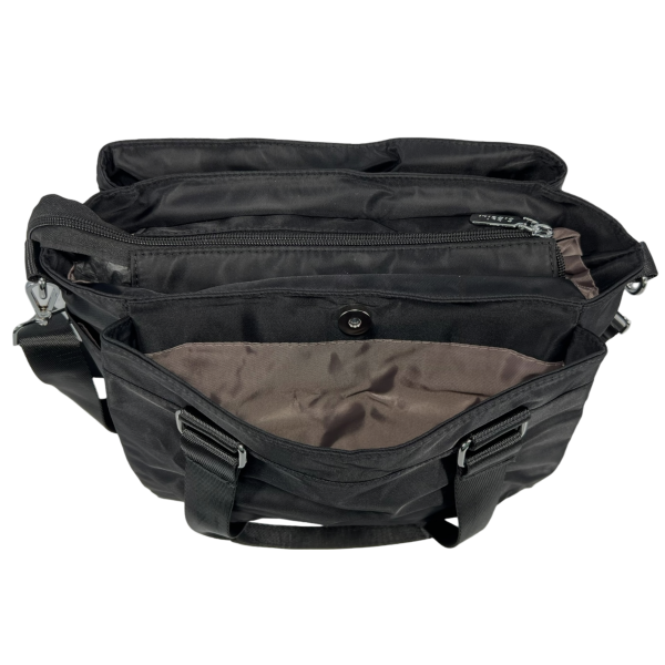 Сумка через плечо на три отделения, текстильная, 10 л, черная Сумка через плечо на три отделения, текстильная, 10 л, черная