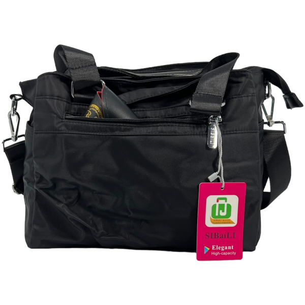 Сумка через плечо на три отделения, текстильная, 10 л, черная Сумка через плечо на три отделения, текстильная, 10 л, черная