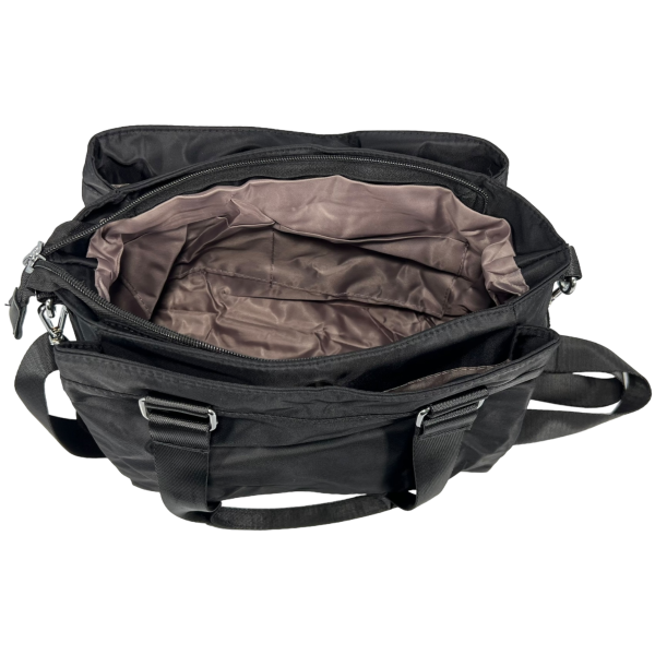 Сумка через плечо на три отделения, текстильная, 10 л, черная Сумка через плечо на три отделения, текстильная, 10 л, черная